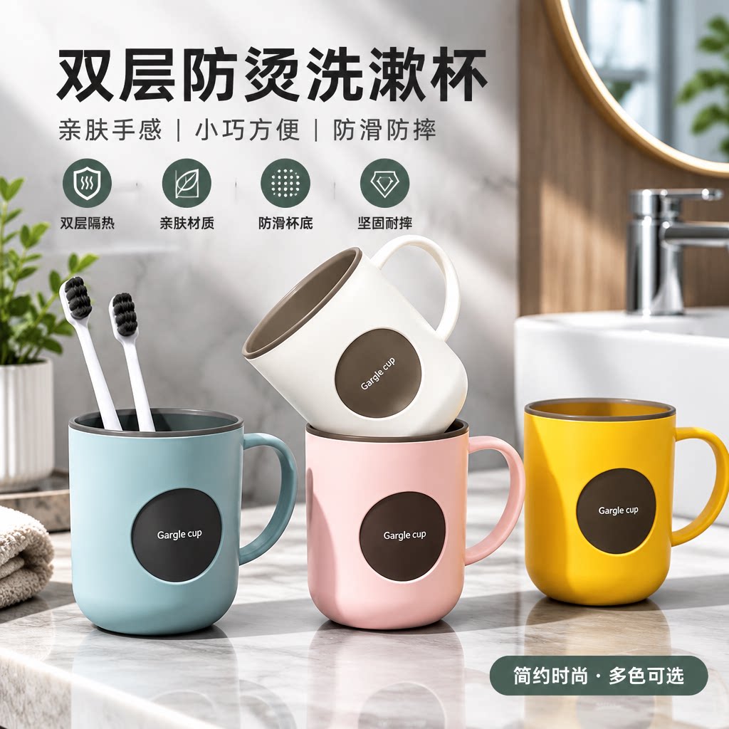 双层防烫洗漱杯家用刷牙杯