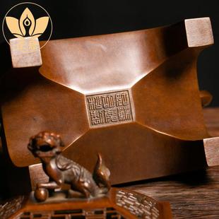 庆松堂苏工铜炉名家胡庆松制台几狮钮熏炉紫铜覆古炉禅意熏香