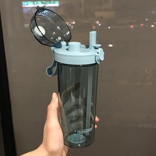 潮流塑料创意杯子 两饮吸管水杯可直饮女生可爱网红ins风便携个性