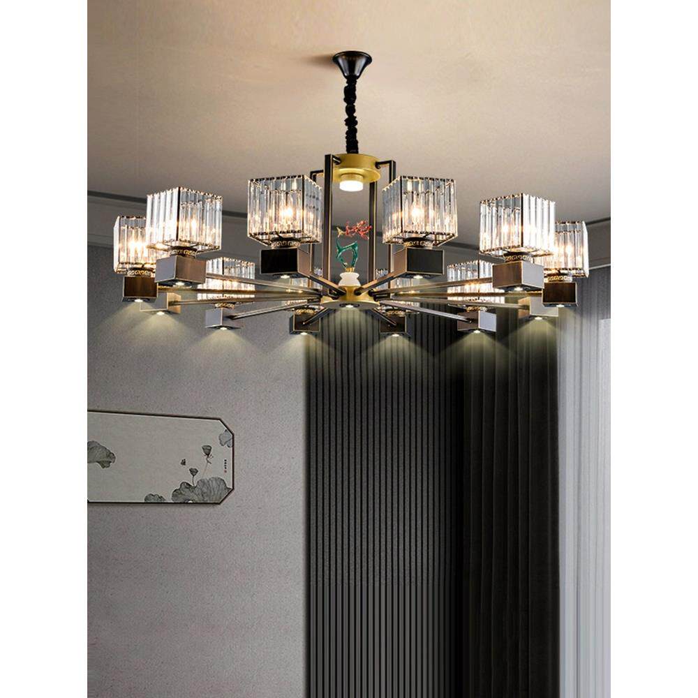 新中式包间吊灯水晶客厅2024新款饭店餐饮店餐厅包厢专用灯具覆古