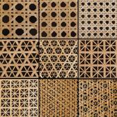 高档手工竹编席悬吊式 天花板屏风隔断装 饰六角八边形民宿茶楼饭厅