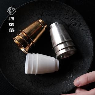 梅花落白瓷薄胎闻香杯银釉金釉茶杯品茗杯主人杯单杯葛玲玉手作