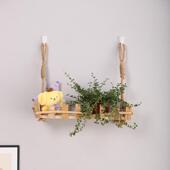 北欧墙上置物架免打孔挂墙壁挂式 收纳隔层板装 饰架子实木书架墙面