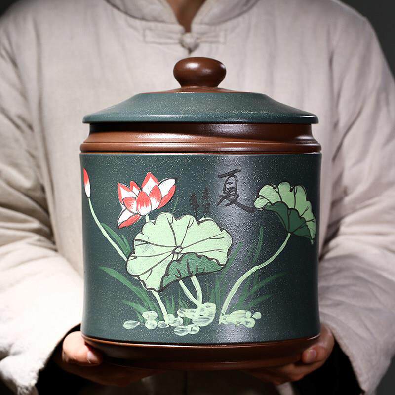 紫砂茶叶罐家用大号储存茶缸普洱茶饼收纳醒茶罐陶瓷密封罐子包邮
