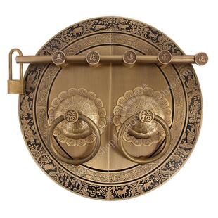 加粗中式纯铜农村大门门环把手插销门锁古建四合院木门拉手定制