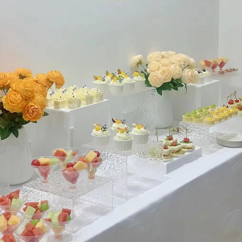 甜品桌自助餐桌食品展示架水波纹亚克力冷餐零食茶休息桌装饰套装