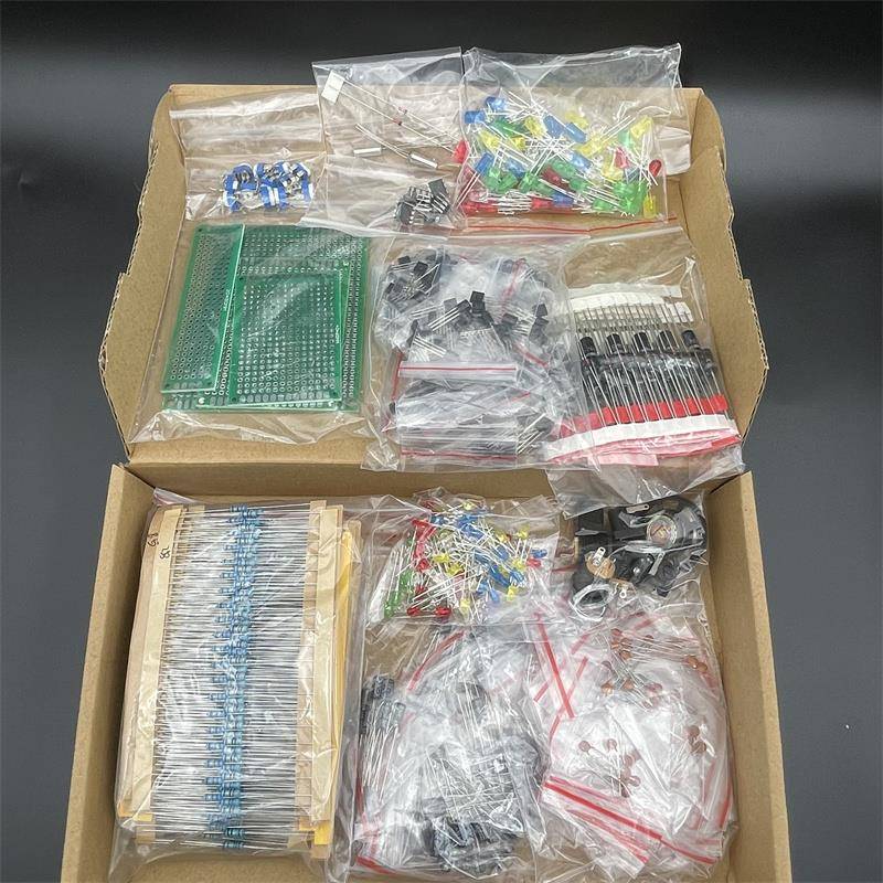 1900pcs电子元件大包电容器电阻器二极管LED晶体管DC插孔 PCB套件