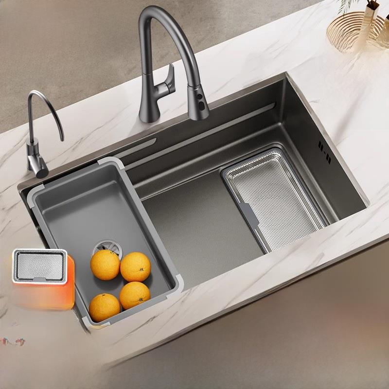 盆胆1.5面板5.0火山纹SUS304不锈钢水槽洗菜盆厨房单槽窄边台下盆