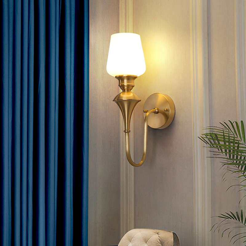 全铜法式复古简欧客厅背景墙卧室床头网红灯壁灯简约美式轻奢壁灯