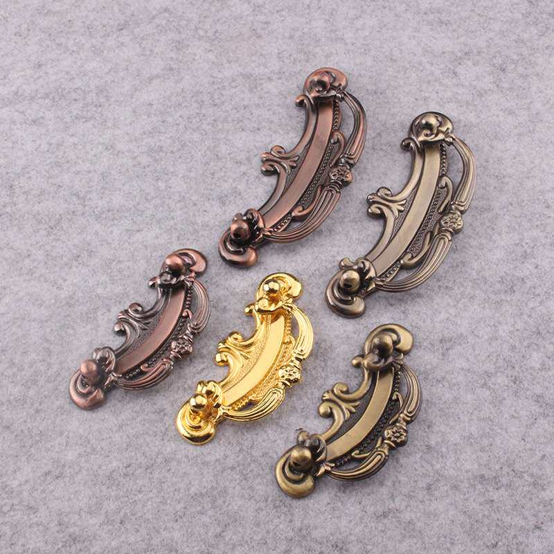 锌合金拉手抽屉橱柜鞋柜衣柜门拉手中式金色把手古典风格复古拉环