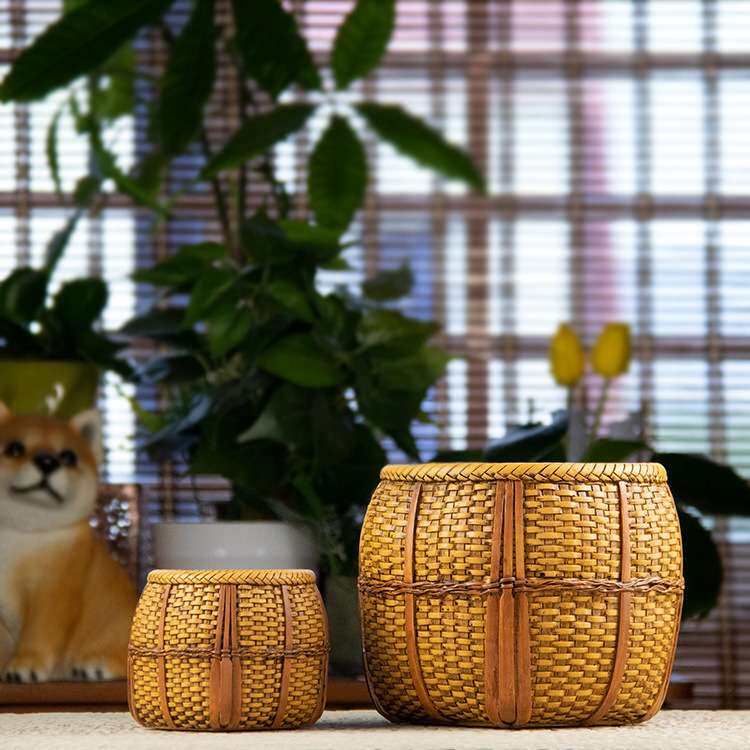 仿真竹篮摆件家居置物装饰摆设鞋柜上放钥匙收纳盒茶几遥控器收纳