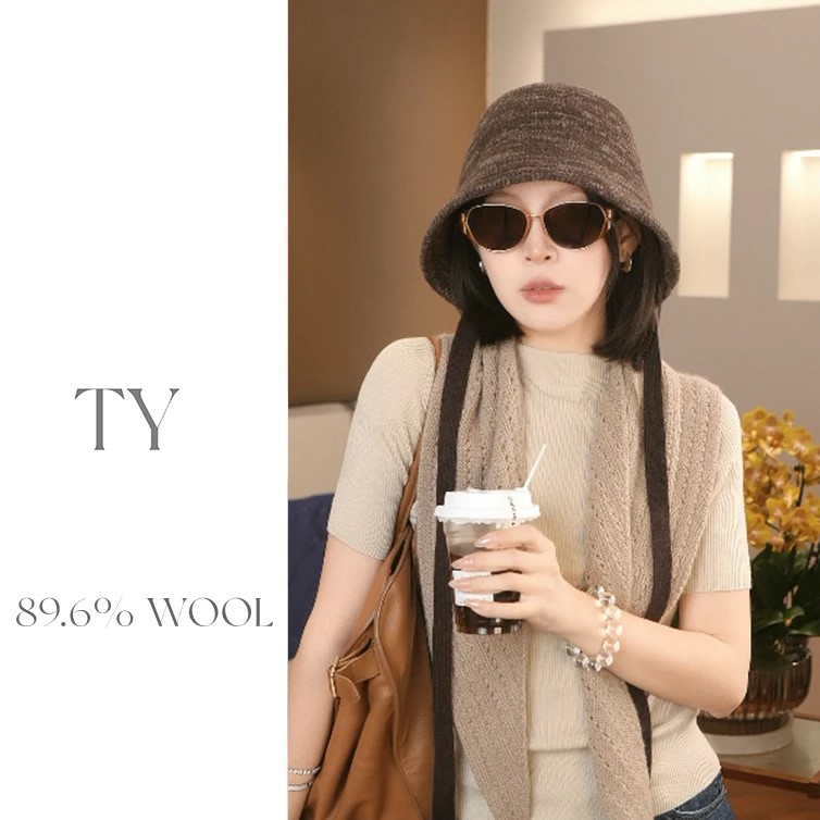 太一针织羊毛帽子女款2025新款秋冬大帽檐渔夫帽女显脸小女士盆帽