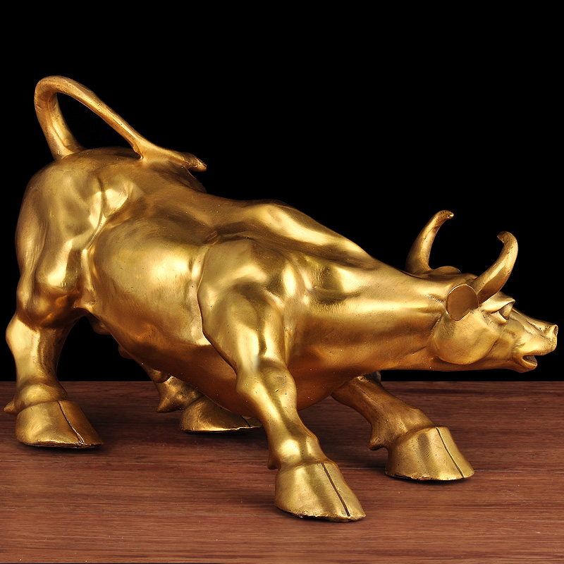 黄铜牛摆件招财华尔街牛家居客厅玄关酒柜装饰办公室老板桌工艺品
