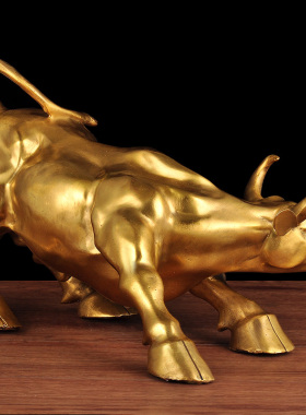 黄铜牛摆件招财华尔街牛家居客厅玄关酒柜装饰办公室老板桌工艺品