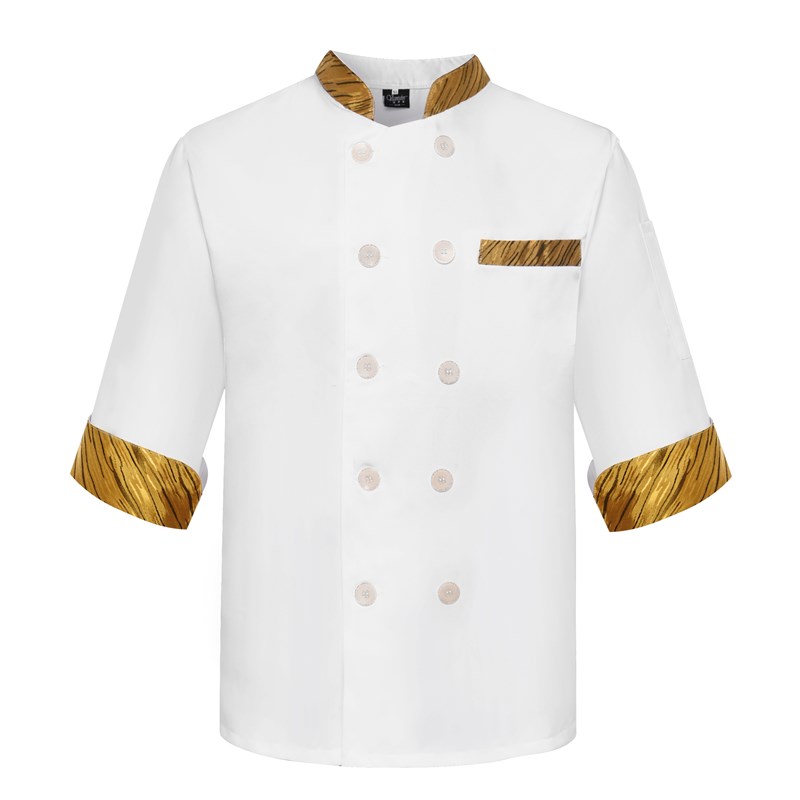 厨房工作服男中袖秋冬透气酒店餐厅宾馆农庄制服时尚食堂厨师7分