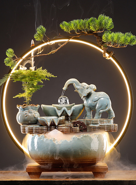 中式办公室客厅玄关招财流水生财摆件循环水新居开业乔迁创意礼品