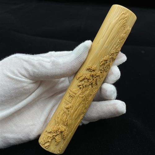 实心把件玉竹竹雕雕刻文玩棍高密度鱼子纹竹竹子手玩件竹刻把玩件