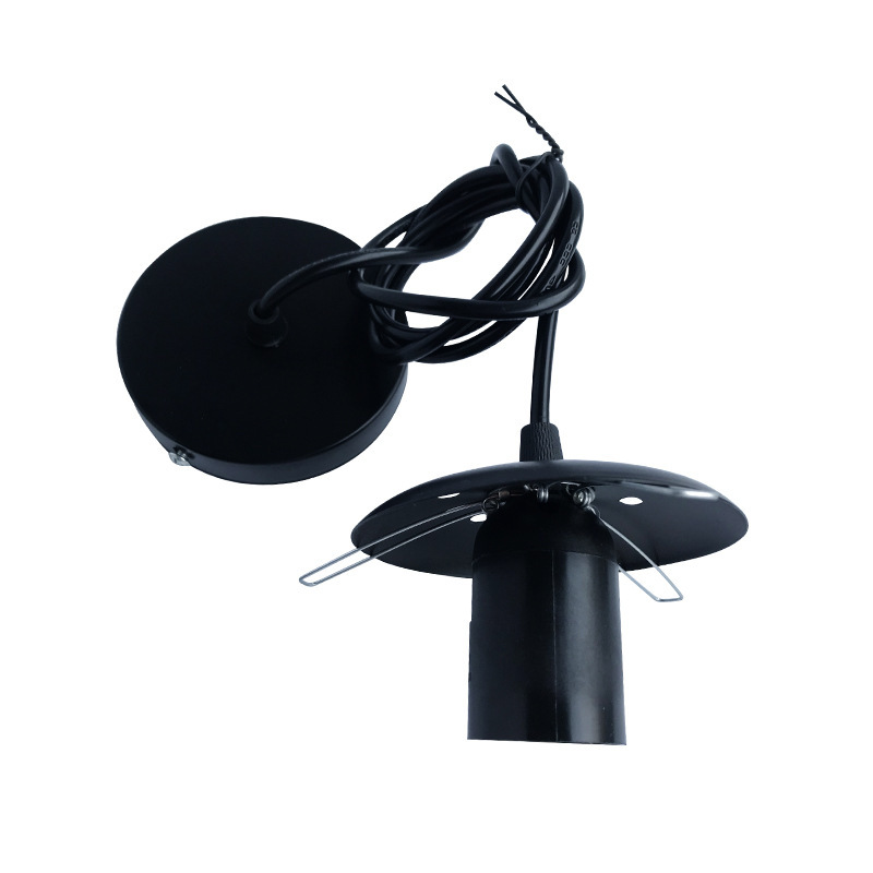 E27灯头吊线DIY带飞碟可装藤艺麻球玻璃吊灯灯罩灯头配件