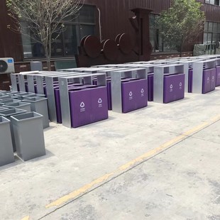 商业地产楼盘标识垃圾桶定制景区果皮箱双桶不锈钢专业烤漆制作