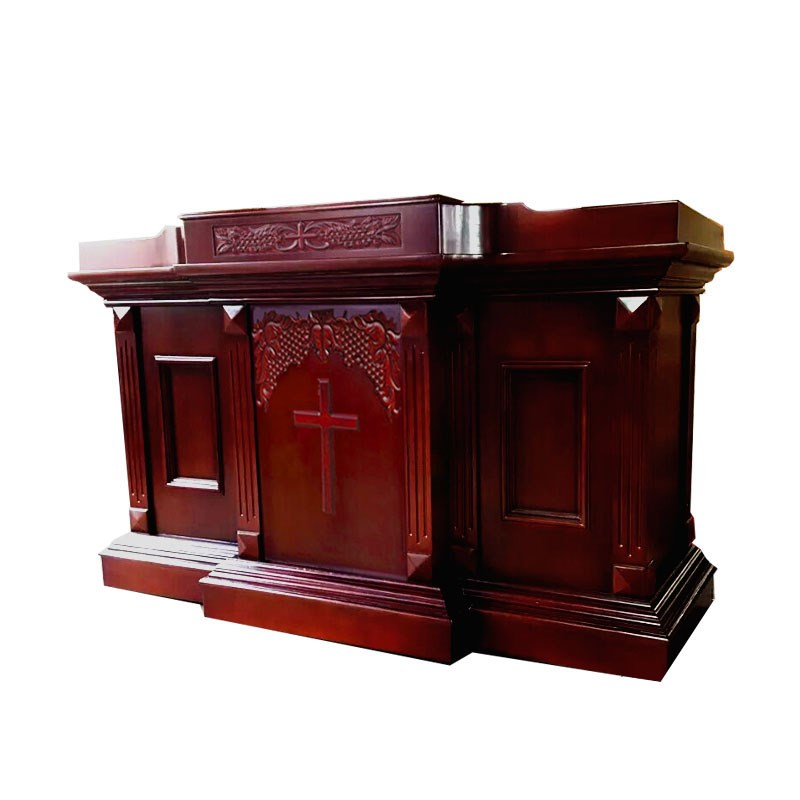 大号实木教堂教会讲台演讲桌 1.6米长木质教堂聚会圣台唱诗台