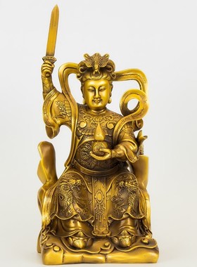 黄铜九天玄女摆件站孔雀像圣母客厅家居玄关寺庙装饰工艺品镇宅