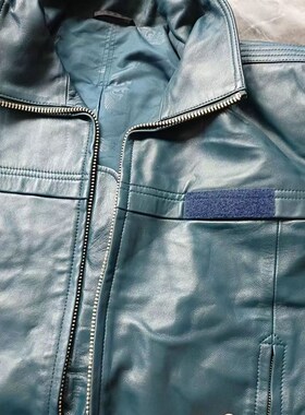 02春秋八成新飞行皮衣男皮夹克立翻两用飞行员夹克天蓝色飞行服正