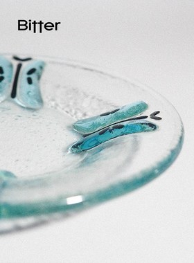 Bitter手工蝴蝶调料碟家用酱油蘸料碟复古玻璃首饰托盘小号碟子