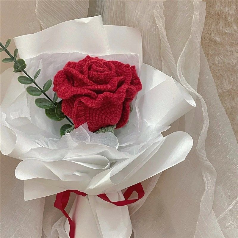 母亲节泰国玫瑰手捧花diy材料包毛线手工钩针编织创意花束520礼物