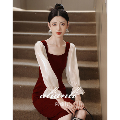 敬酒服新娘高级感红色订婚衣服结婚当天便装平时可穿小晚礼服裙女