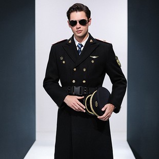 铁路制服男职业装外套乘务员长款毛呢大衣客运员羊毛呢大衣工作服