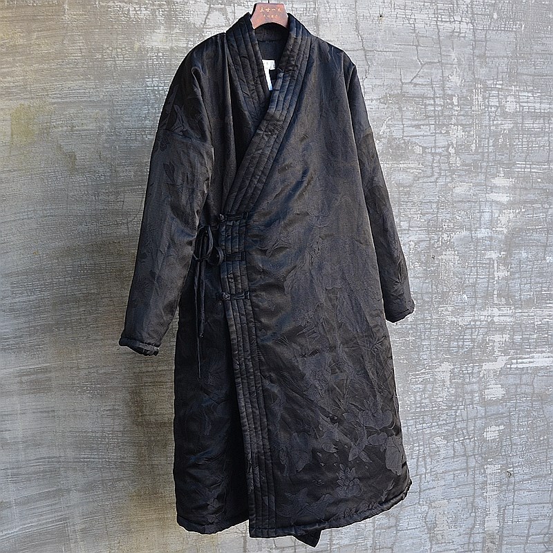 中国风男装冬季锦鲤提花加厚保暖棉衣棉袍唐装汉服保暖休闲大码