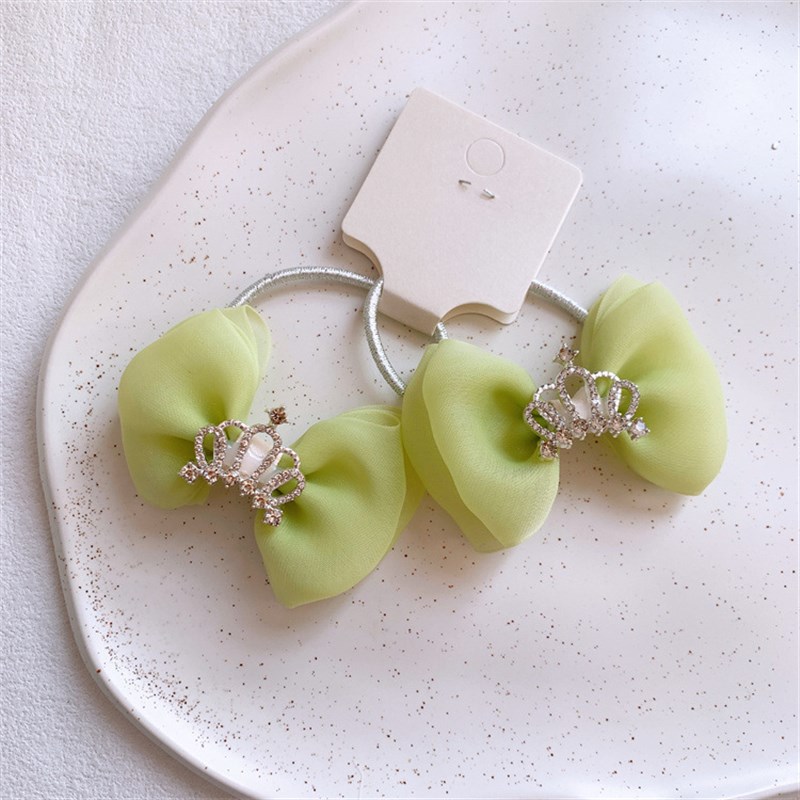 新款儿童蝴蝶结发夹小清新绿色系星星领结甜美女童成对发圈橡皮筋