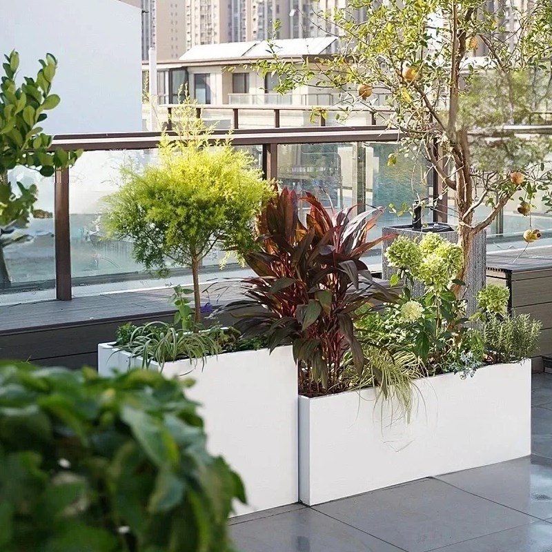 定制室内外不锈钢花箱露台阳台楼顶天台景观花槽带绿化金属种植槽