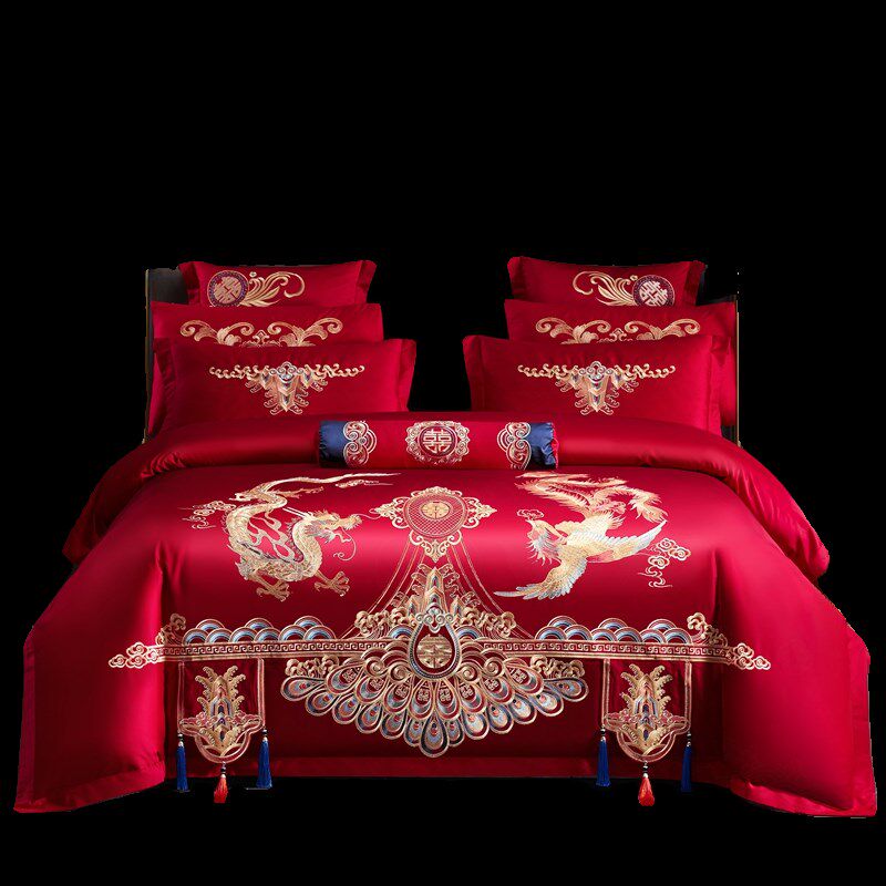 新中式高端婚庆床上用品四件套120支全棉新婚必选六八十件套床品4