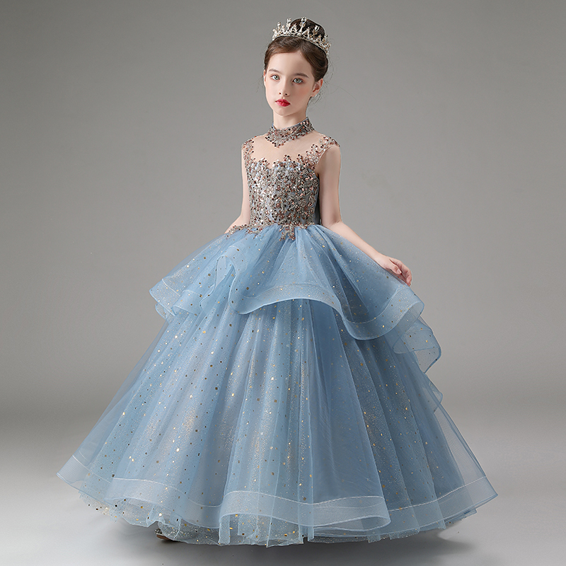 女童高端晚礼服生日宴会儿童小主持人公主裙模特走秀钢琴演出服装