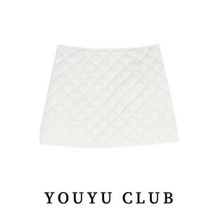 大码白色菱格显瘦包臀裙2024秋冬季新款时尚宽松夹棉胖mm半身裙女