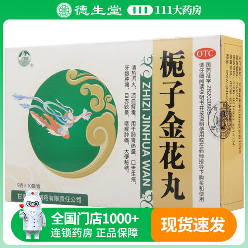 河西 栀子金花丸9g*10袋/盒清热泻火凉血解毒口舌生疮咽喉肿痛