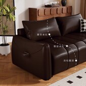 2025意式 极简小户型沙发客厅卧室公寓直排P黑色覆古风生态沙发