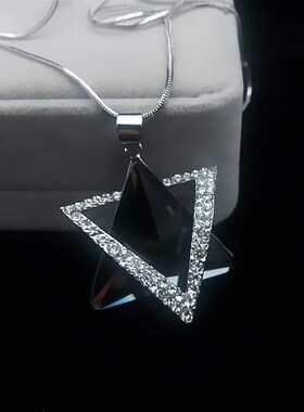 时尚水晶链女长款项链百搭衣服配饰简约挂饰W秋冬吊坠装饰