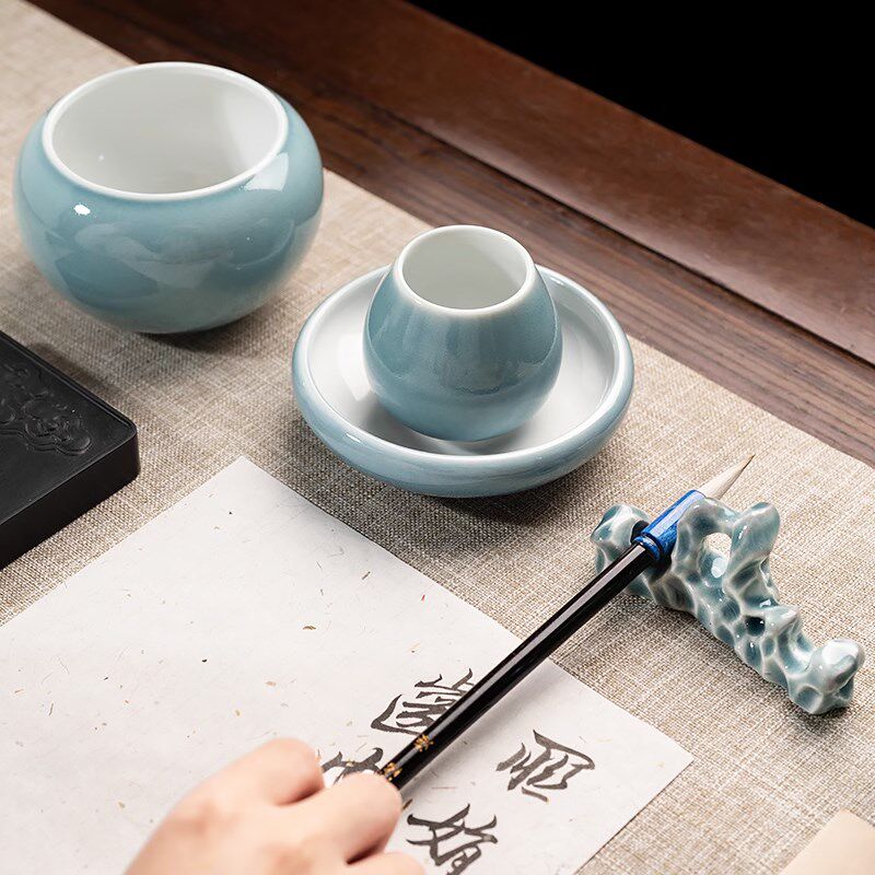 湖颖 观沧 毛笔书法毛笔砚台精品礼盒看笔墨砚全送礼
