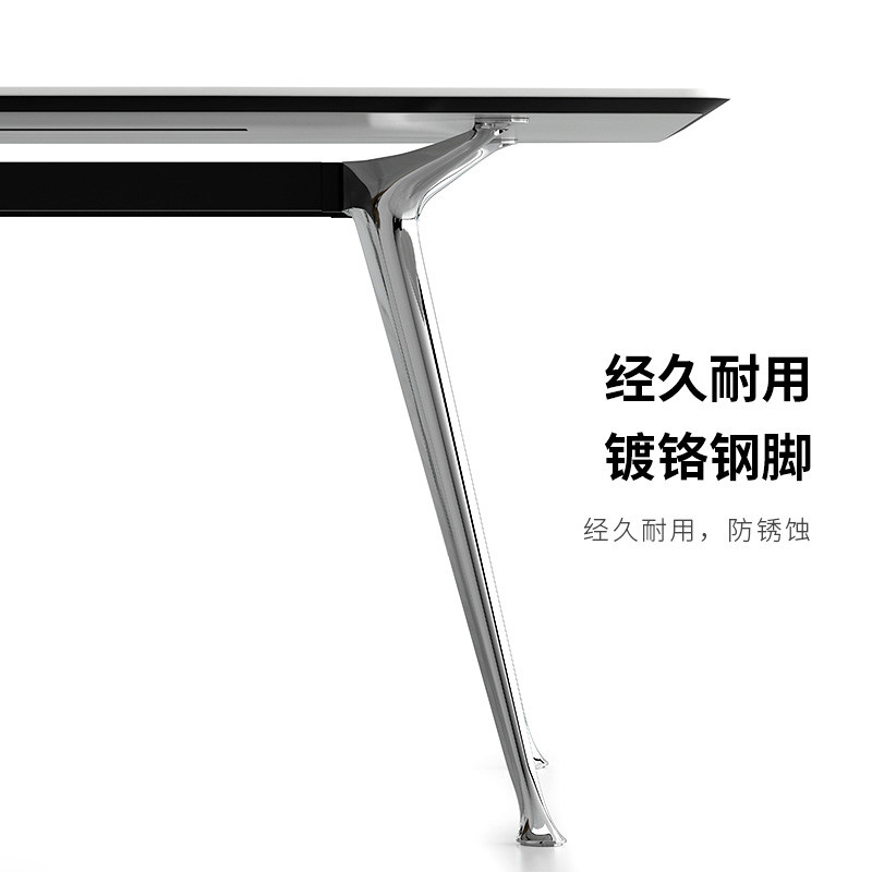 白色小型会议桌现代钢架长桌子公司会