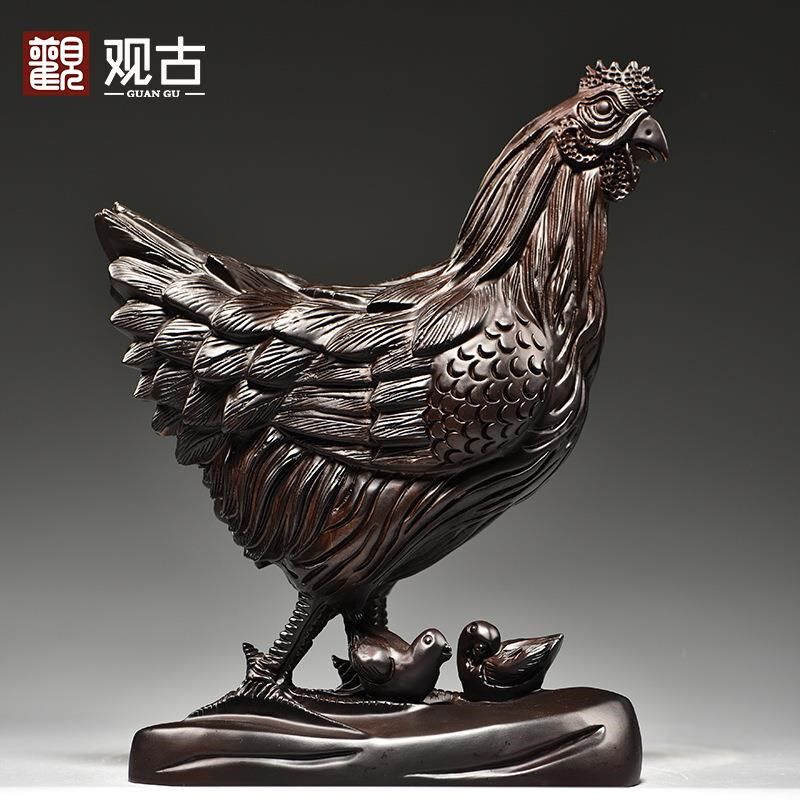 木雕鸡实木雕刻母鸡十二生肖鸡摆设家居饰品红木工艺品