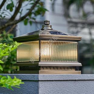 太阳能柱头灯别墅大门两侧柱子灯全铜新款室外户外网红现代中式亮
