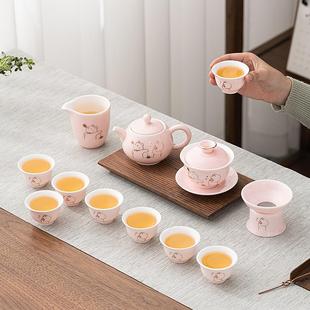 家用陶瓷简约客厅泡茶盖碗茶杯茶壶礼盒装 羊脂玉白瓷色釉茶具套装