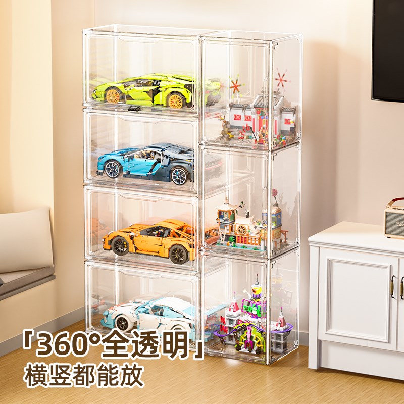 汽车模型展示柜仿亚克力透明收纳盒摩托车摆件架积木玩具陈列架子