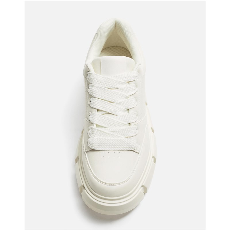 时尚男鞋白色块状厚底运动鞋面包鞋平底软底增高低帮潮流小白鞋