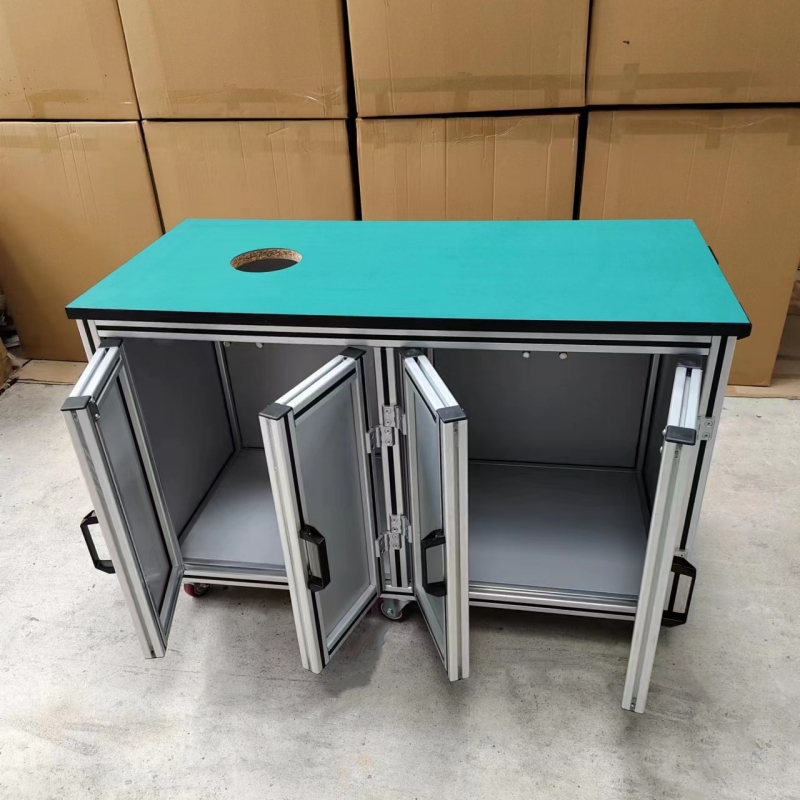 铝挤型材料工作台移动推车实验台铝合金柜子防静电实验打包桌子操