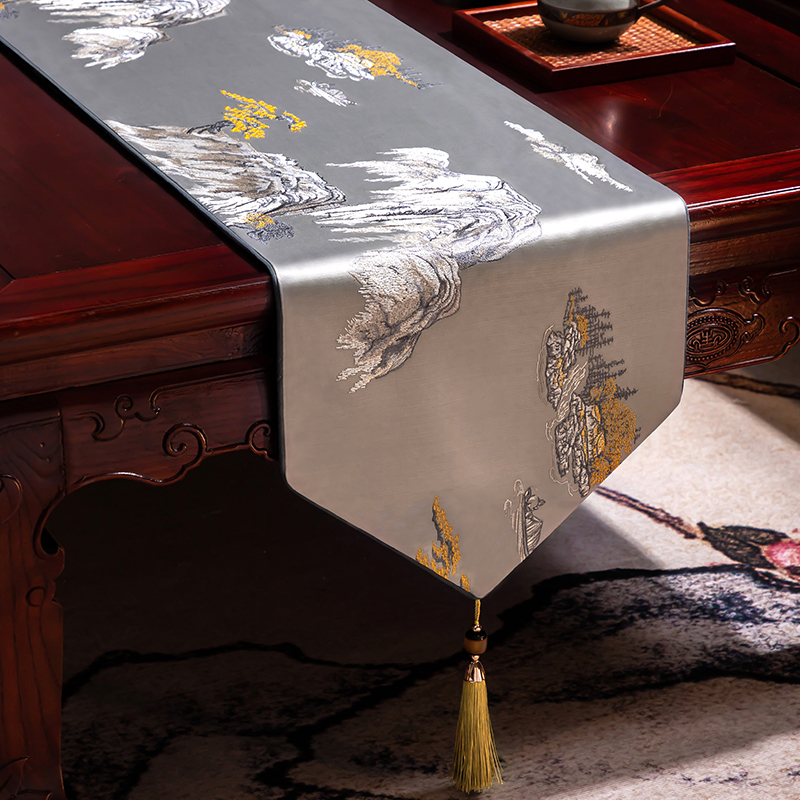 中式桌旗茶桌垫布茶旗茶台中国风茶几桌布新中式茶台布艺长条餐桌