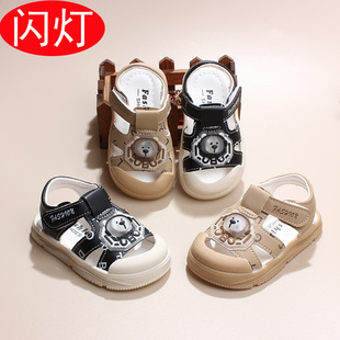 小男童包头鞋 宝宝凉鞋 子亮灯 3岁幼童鞋 男宝夏季 儿童软r底学步鞋