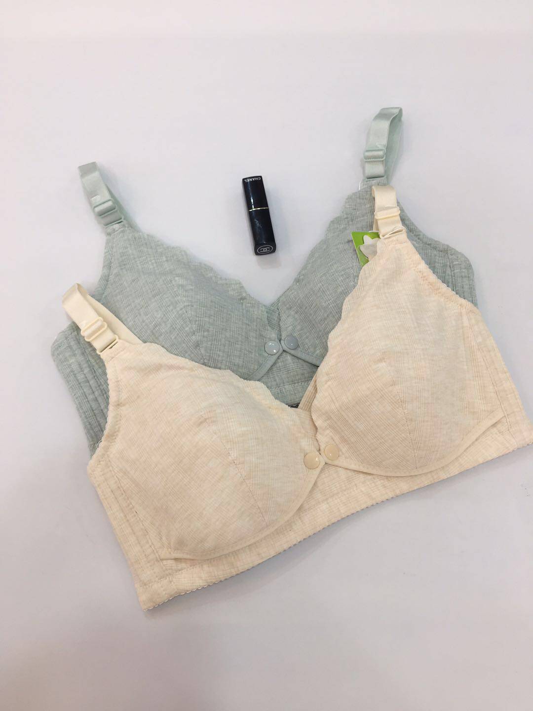 纯棉哺乳文胸新款彩棉无钢圈前开扣聚拢防下垂P孕妇内衣大杯薄胸